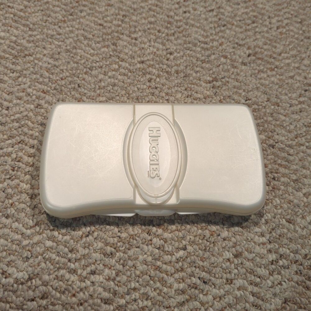 Huggies Baby Diaper Wipes Container Case Only  Travel Size Off White EMPTY